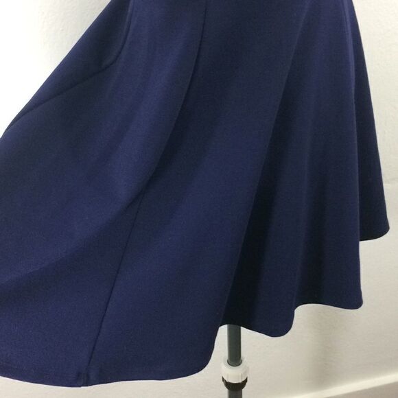 Eight Sixty Navy A Line dress with gold beaded collar - Picture 5 of 7